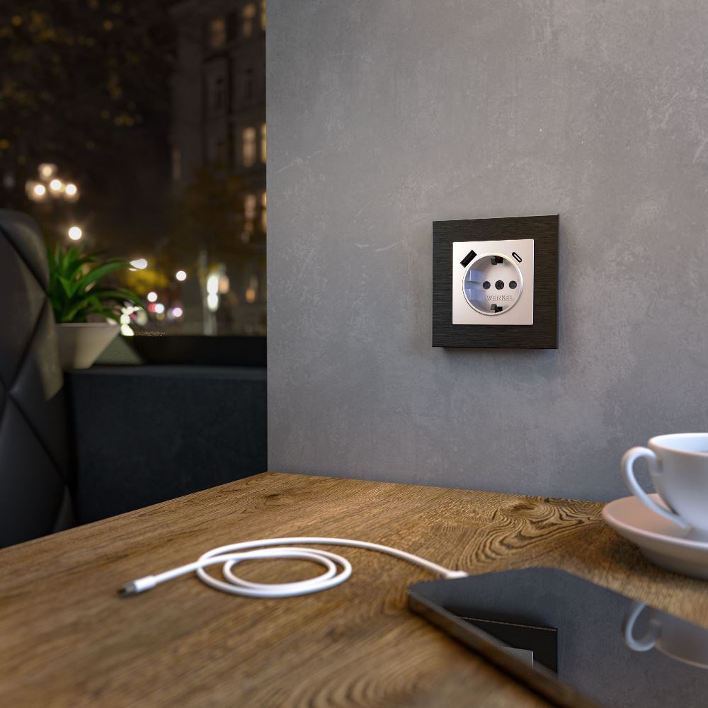 Рамка из металла Werkel Aluminium на 1 пост Черный алюминий W0011708 — изображение 2