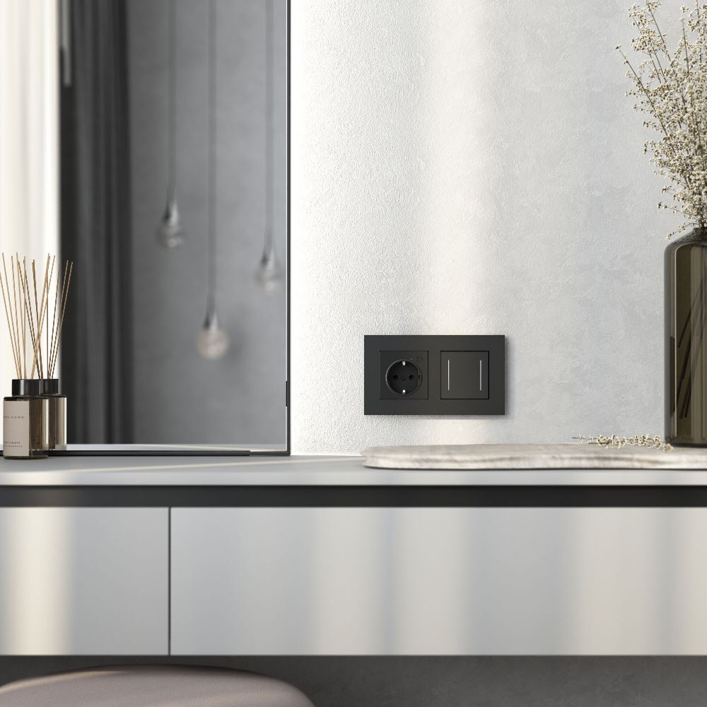 Рамка из поликарбоната Werkel Slab на 2 поста Черный W0022908 — изображение 3