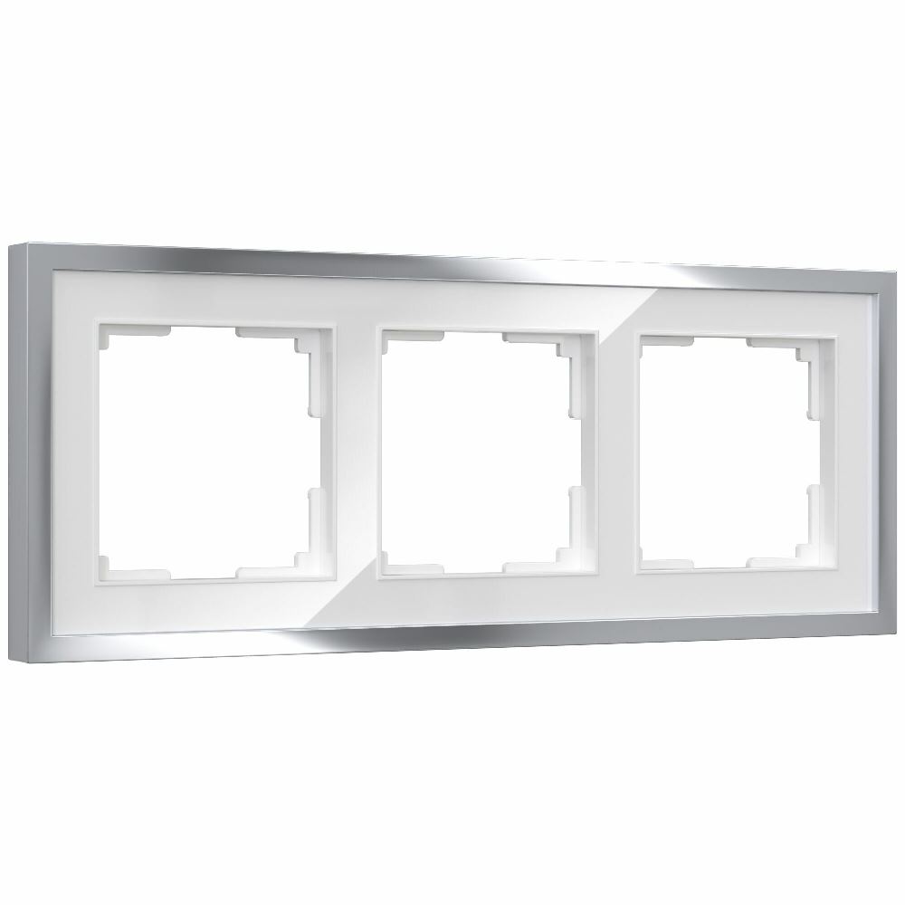 Рамка акриловая Werkel Baguette на 3 поста Белый / Серебро W0032850