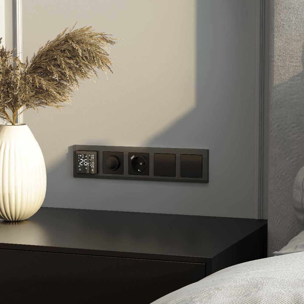 Выключатель одноклавишный встраиваемый проходной Werkel Черный матовый W1112008 — изображение 2