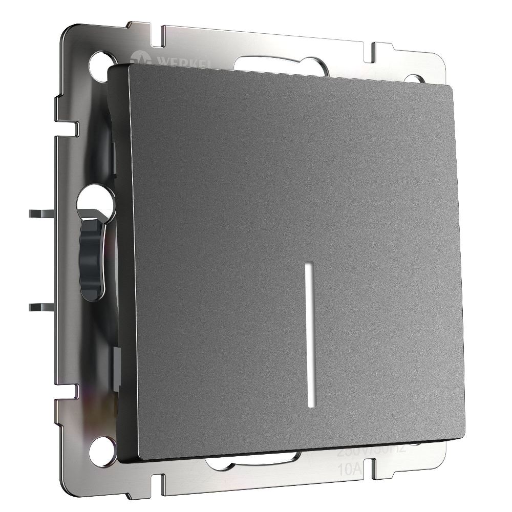 Выключатель одноклавишный встраиваемый проходной Werkel с подсветкой Графит матовый W1112164