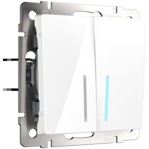 Выключатель двухклавишный встраиваемый Werkel с подсветкой Белый W1120101