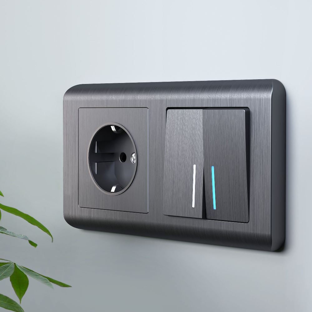 Выключатель двухклавишный встраиваемый Werkel с подсветкой Графит W1120104 — изображение 3