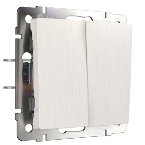 Выключатель двухклавишный встраиваемый проходной Werkel Перламутровый рифленый W1122013