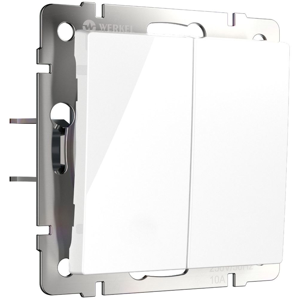 Выключатель двухклавишный встраиваемый с самовозвратом Werkel Белый W1122401