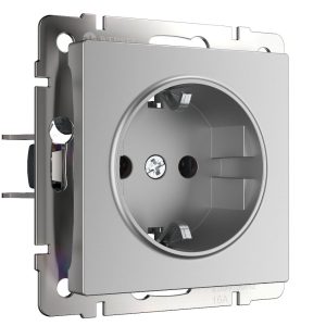 Розетка встраиваемая Werkel с заземлением и шторками Серебряный W1171106