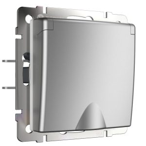 Розетка встраиваемая влагозащищенная Werkel с заземлением, шторками и защитной крышкой Серебряный W1171206