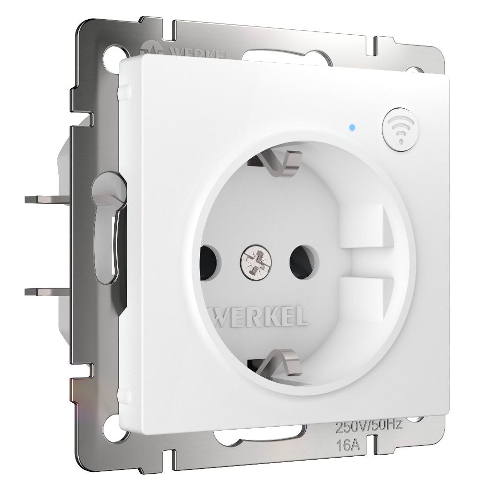 Умная встраиваемая розетка Werkel с Wifi, заземлением и защитными шторками Белый W1171601