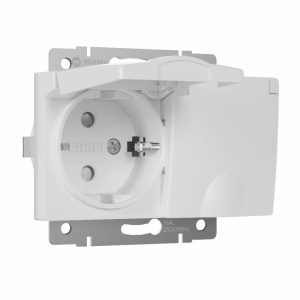 Розетка встраиваемая двойная влагозащищенная Werkel с заземлением, шторками и защитной крышкой Белый W1172201