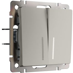 Выключатель двухклавишный встраиваемый проходной Werkel с подсветкой Дымчатый W1222104