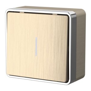 Выключатель одноклавишный накладной Werkel с подсветкой Шампань рифленый W5010110