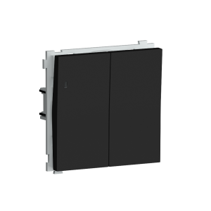 Выключатель двухклавишный встраиваемый Donel R98 с подсветкой Черный матовый DA03105-DA28528