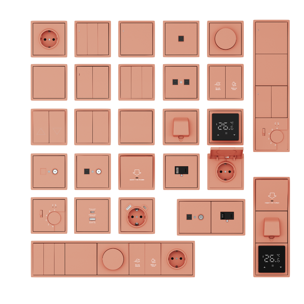Выключатель двухклавишный встраиваемый Donel R98 с подсветкой Коралл матовый DA03105-DA28545 — изображение 3