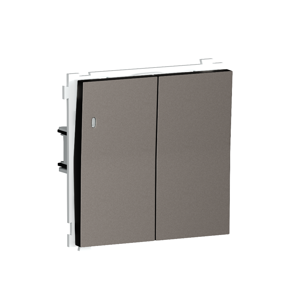 Выключатель двухклавишный встраиваемый проходной Donel R98 с подсветкой Сталь матовая DA03108-DA28537