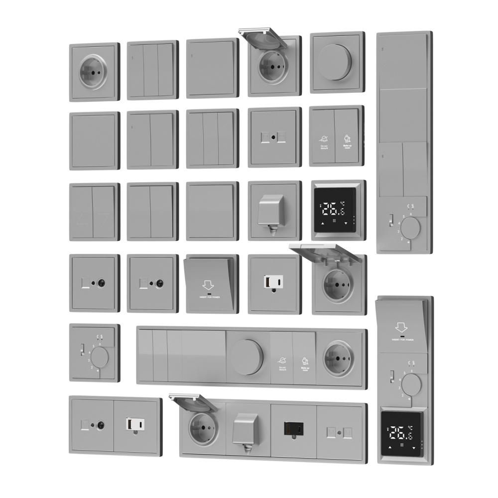 Выключатель двухклавишный встраиваемый Donel R98 Алюминий матовый DA10500-DA29526 — изображение 3