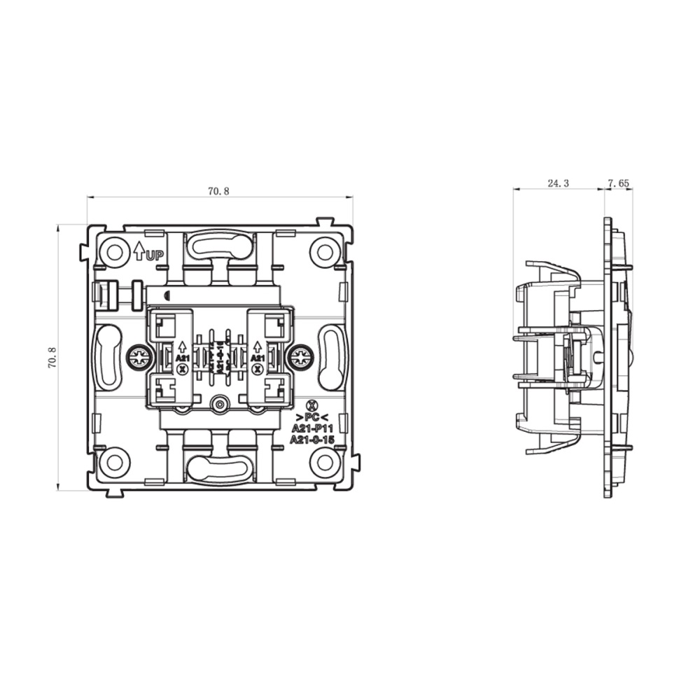 Выключатель двухклавишный встраиваемый Donel R98 Алюминий матовый DA10500-DA29526 — изображение 6