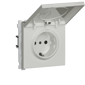 Розетка встраиваемая Donel R98 Schuko с крышкой и заземлением на клеммах Белый глянцевый DA17700-DA52003