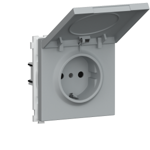 Розетка встраиваемая Donel R98 Schuko с крышкой и заземлением на клеммах Серый матовый DA17700-DA52040