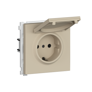 Розетка встраиваемая Donel R98 Schuko с крышкой и заземлением на винтах Кашемир матовый DA18800-DA45435