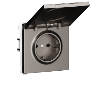 Розетка встраиваемая Donel R98 Schuko с крышкой и заземлением на винтах Сталь матовая DA18800-DA52037