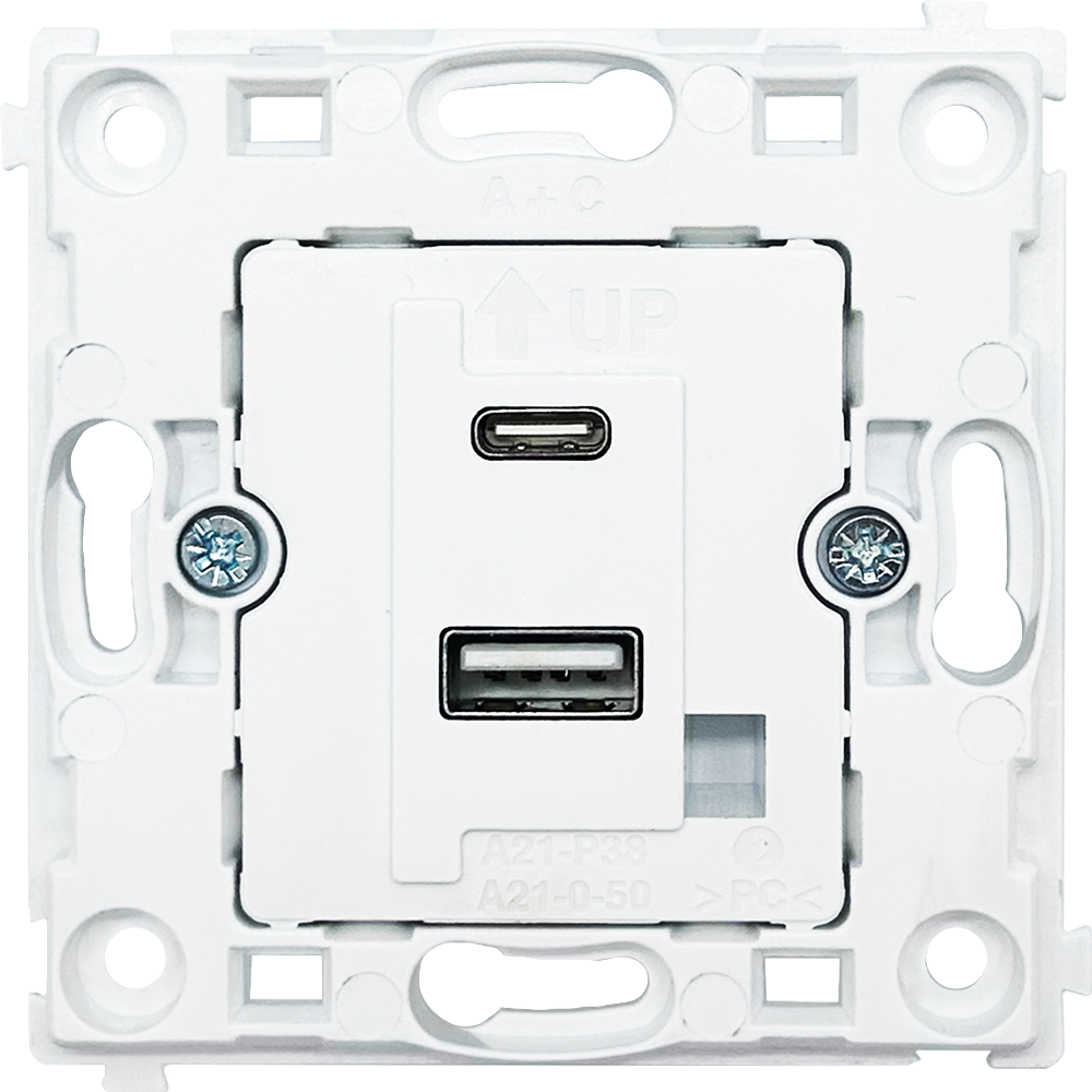 Розетка встраиваемая USB Donel R98 тип A+С быстрая зарядка Сталь матовая DA20400-DA27737 — изображение 4