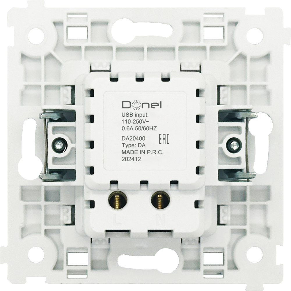 Розетка встраиваемая USB Donel R98 тип A+С быстрая зарядка Сталь матовая DA20400-DA27737 — изображение 3