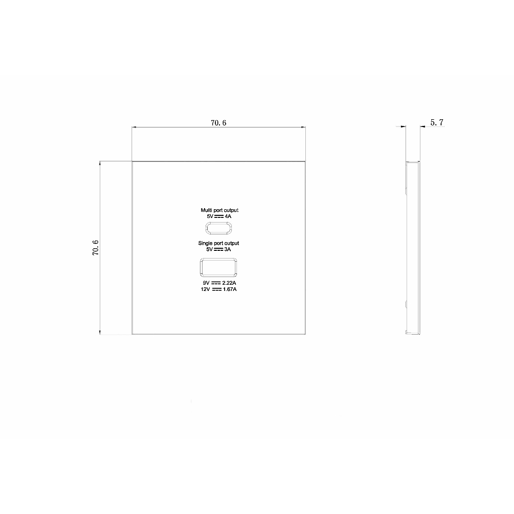 Розетка встраиваемая USB Donel R98 тип A+С быстрая зарядка Сталь матовая DA20400-DA27737 — изображение 6