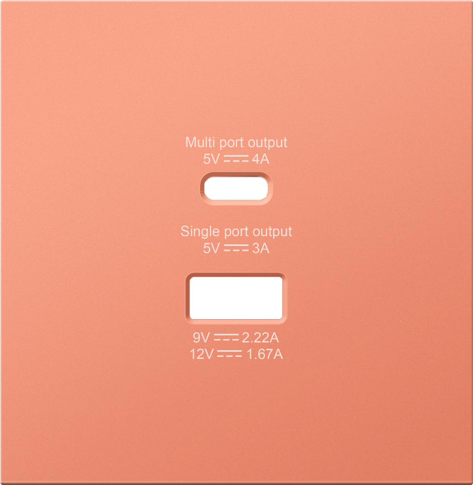 Розетка встраиваемая USB Donel R98 тип A+С быстрая зарядка Коралл матовый DA20400-DA27745 — изображение 2