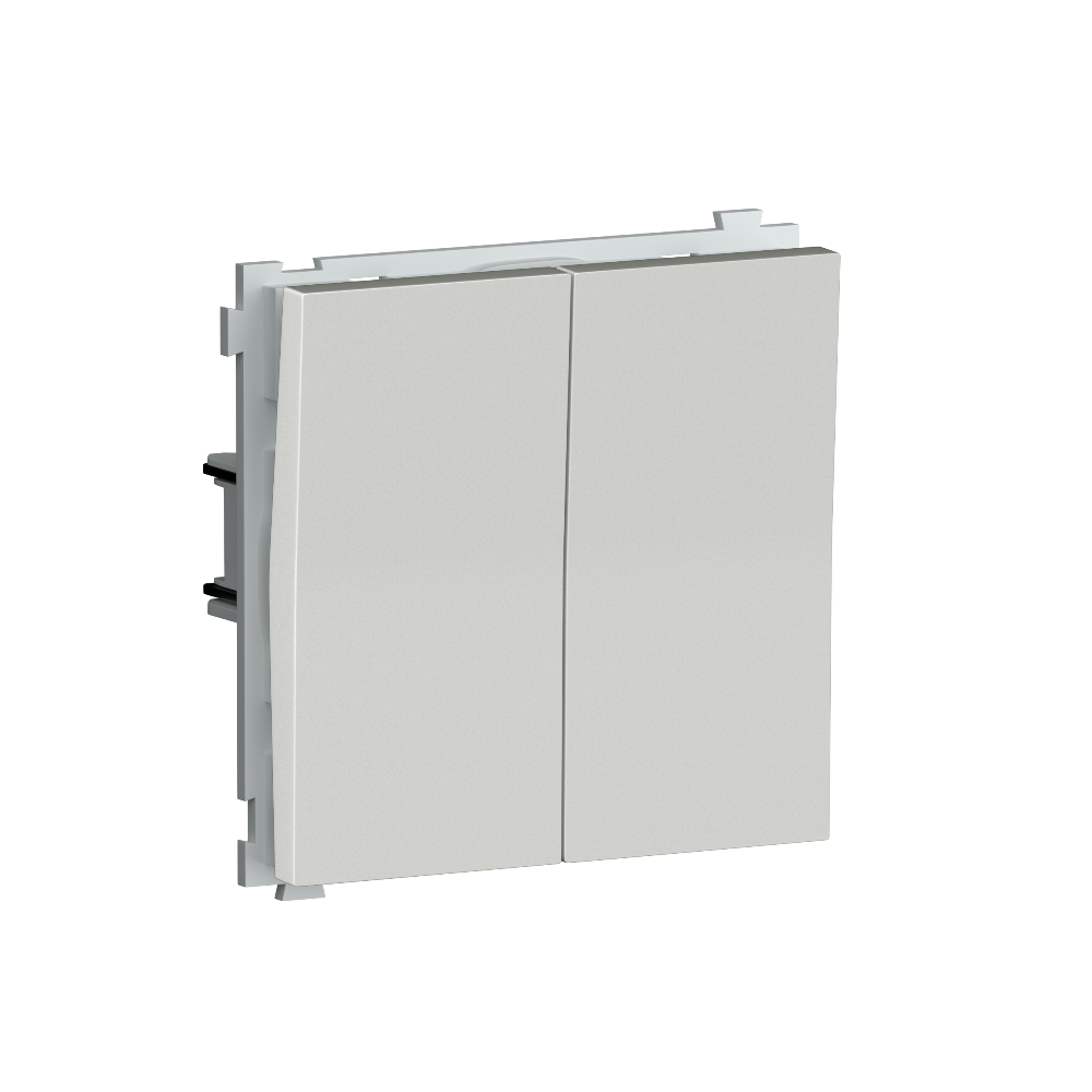 Выключатель двухклавишный встраиваемый Donel R98 звонкового типа Белый глянцевый DA25100-DA29503