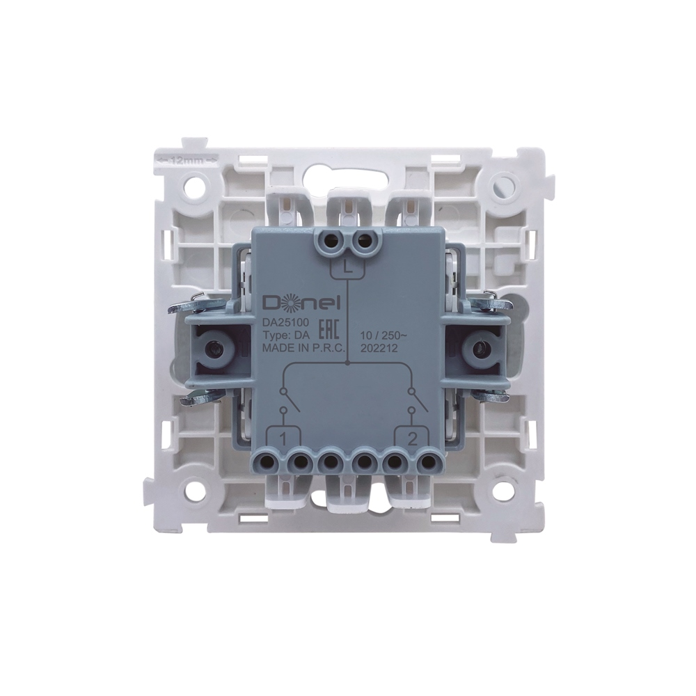 Выключатель двухклавишный встраиваемый звонковый Donel R98 Metal Латунь DA25100-DA295ME — изображение 4