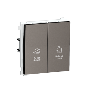 Выключатель двухклавишный встраиваемый Donel R98 с символами DND/MUR Сталь матовая DA25800-DA88837