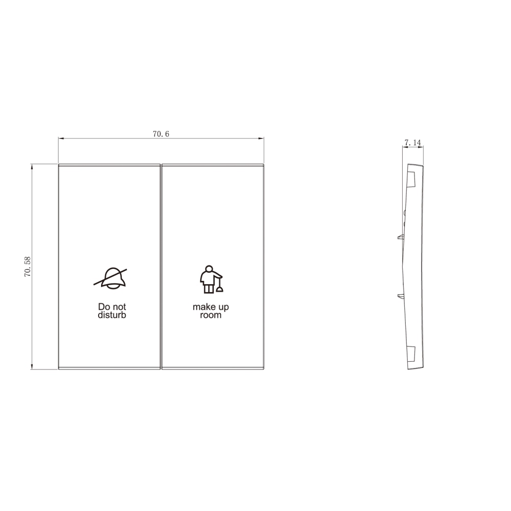 Выключатель двухклавишный встраиваемый Donel R98 с символами DND/MUR Алюминий матовый DA25800-DA88826 — изображение 5