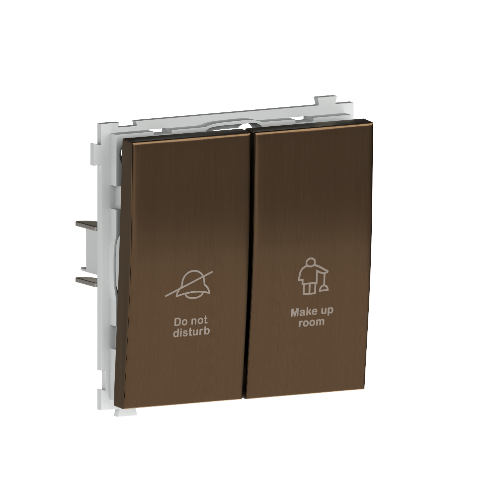 Выключатель двухклавишный встраиваемый Donel R98 Metal с символами DND/MUR Латунь DA25800-DA888ME