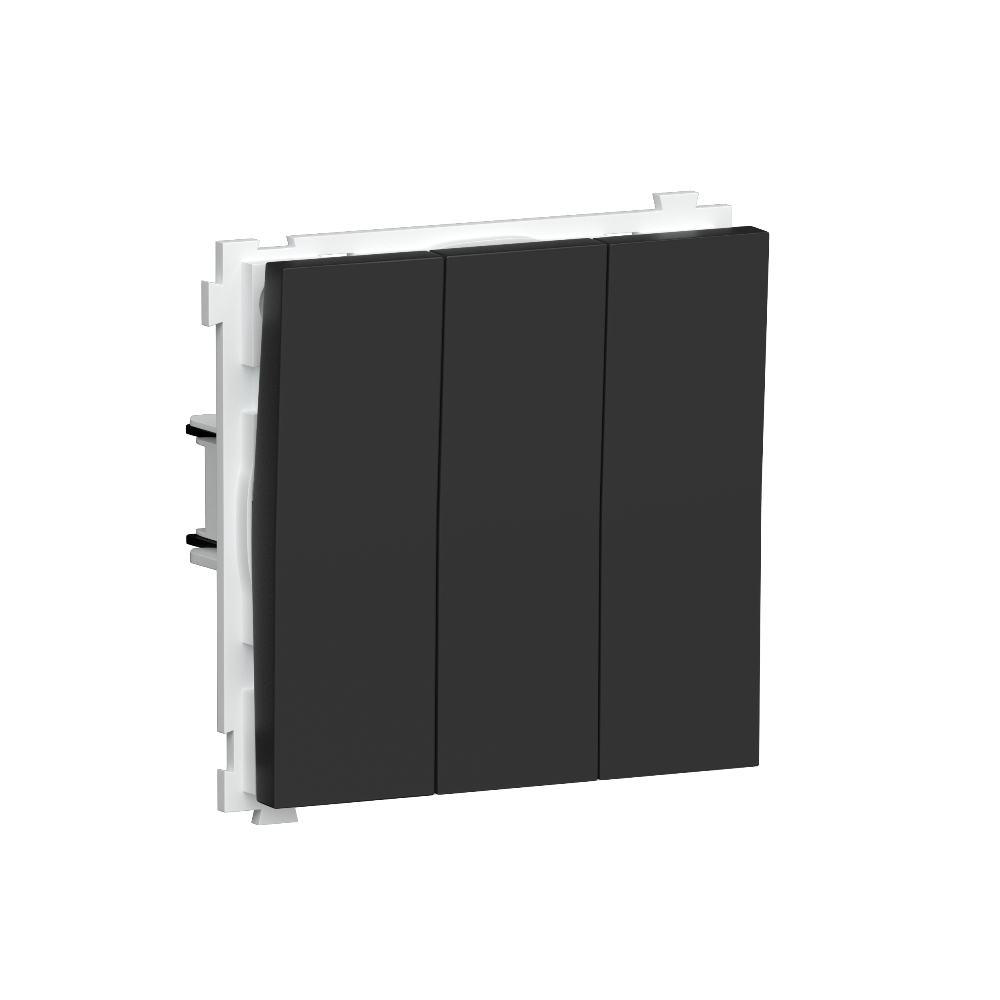 Выключатель трехклавишный встраиваемый Donel R98 Черный матовый DA28300-DA29328