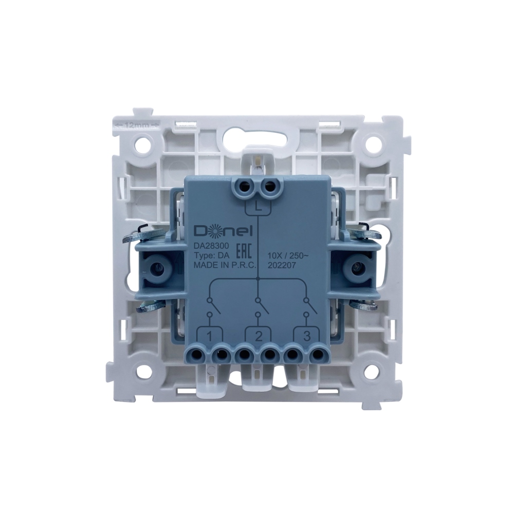 Выключатель трехклавишный встраиваемый Donel R98 Черный матовый DA28300-DA29328 — изображение 4