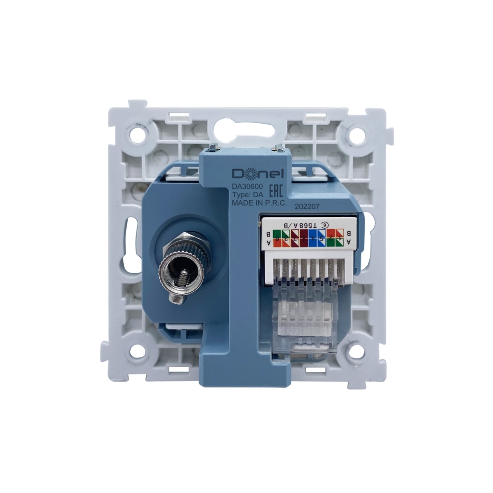 Розетка встраиваемая комбинированная Donel R98 RJ45+ SAT Белый матовый DA30600-DA88933 — изображение 3