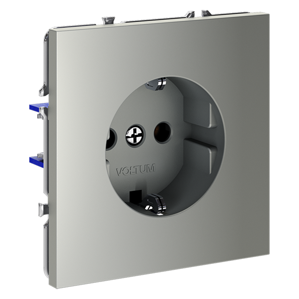 Розетка встраиваемая Voltum S70 с заземлением Soft touch Сталь VLS040105 — изображение 2