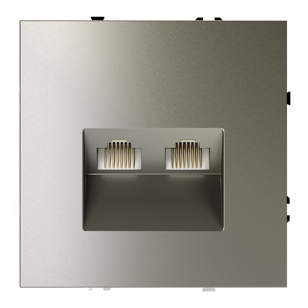 Розетка встраиваемая двойная Ethernet Voltum S70 RJ45+RJ45 Cat.6 Шелк VLS060204