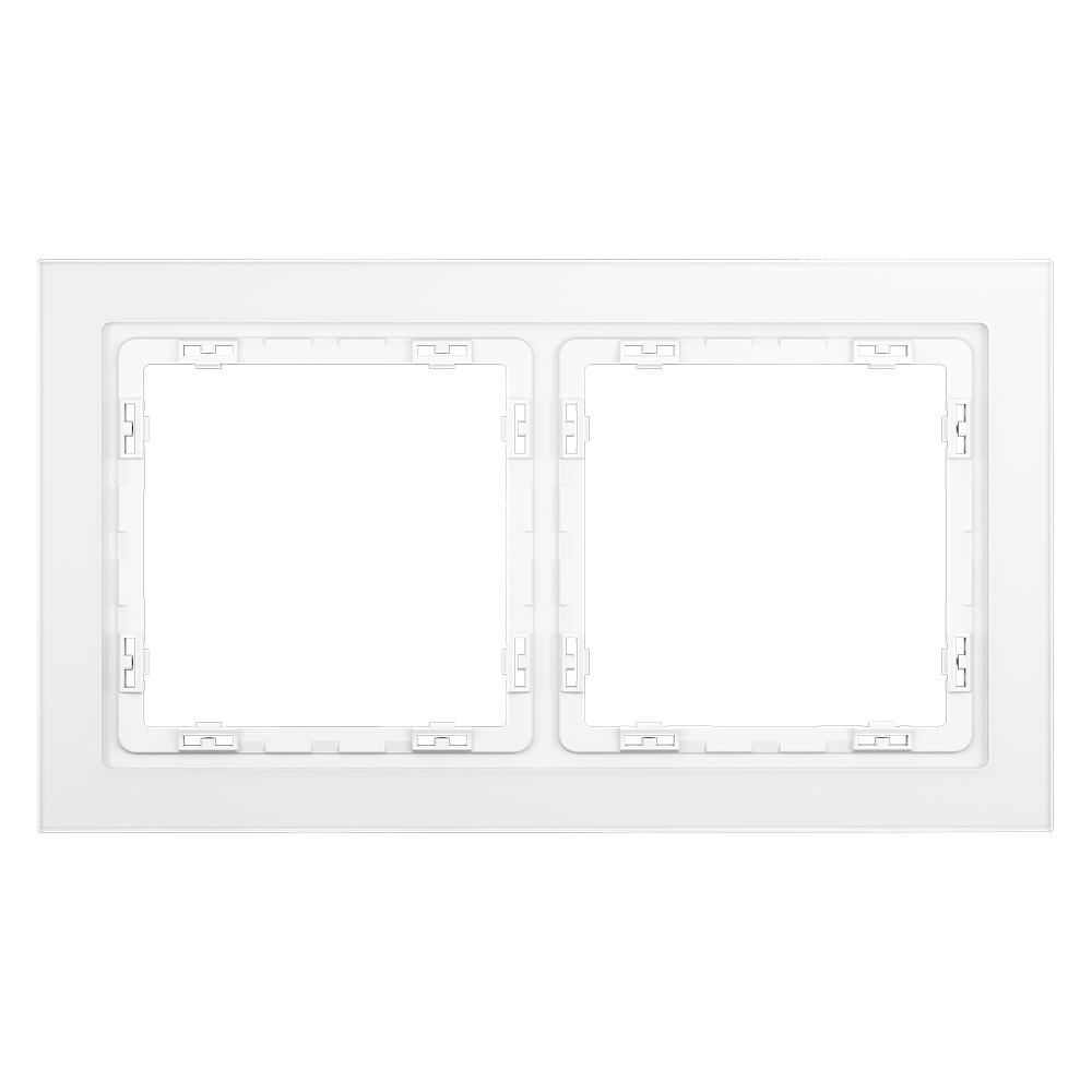 Рамка стеклянная Voltum S70 на 2 поста Белый матовый VLS110202