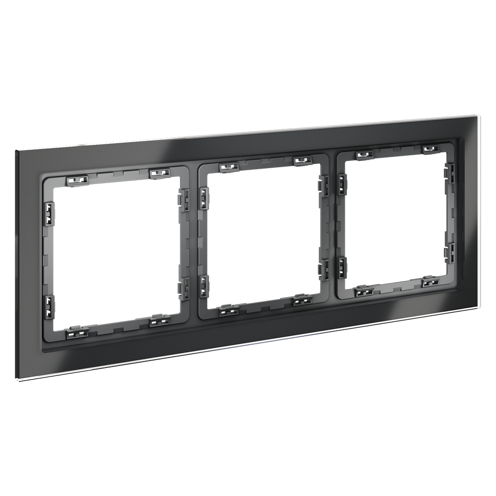 Рамка стеклянная Voltum S70 на 3 поста Графит глянцевый VLS110307 — изображение 2