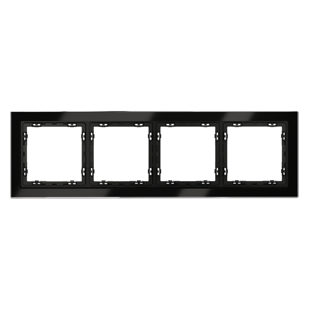 Рамка стеклянная Voltum S70 на 4 поста Черный глянцевый VLS110408
