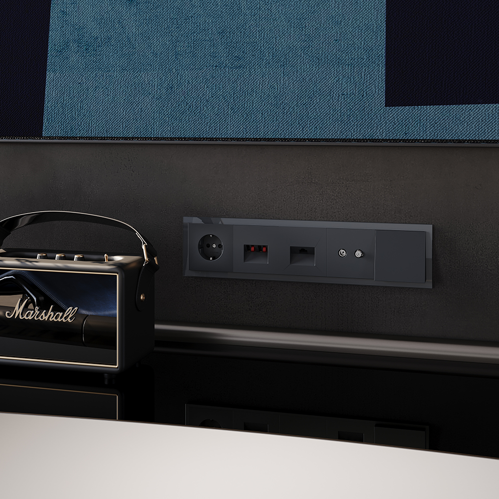 Рамка стеклянная Voltum S70 на 5 постов Графит глянцевый VLS110507 — изображение 3